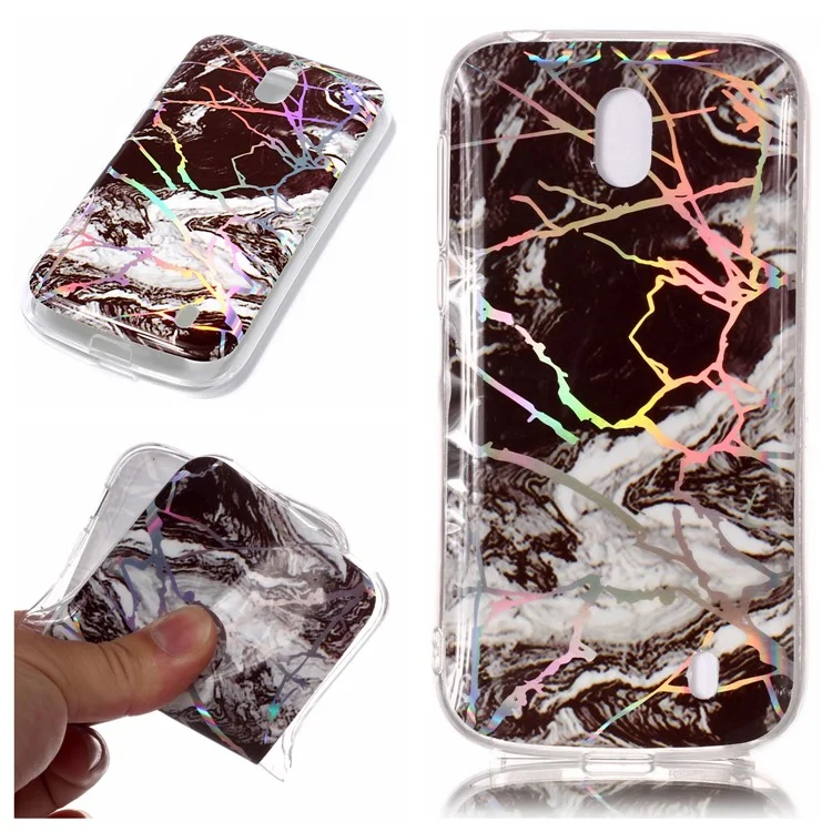 IMD Marble Pattern Plated TPU Back Case for Nokia 1 - Black / White