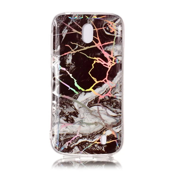 IMD Marble Pattern Plated TPU Back Case for Nokia 1 - Black / White