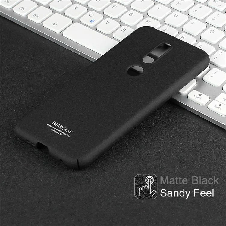 IMAK Ring Holder Kickstand Matte Hard Case + Screen Protector for Nokia 6.1 Plus / X6 - Black