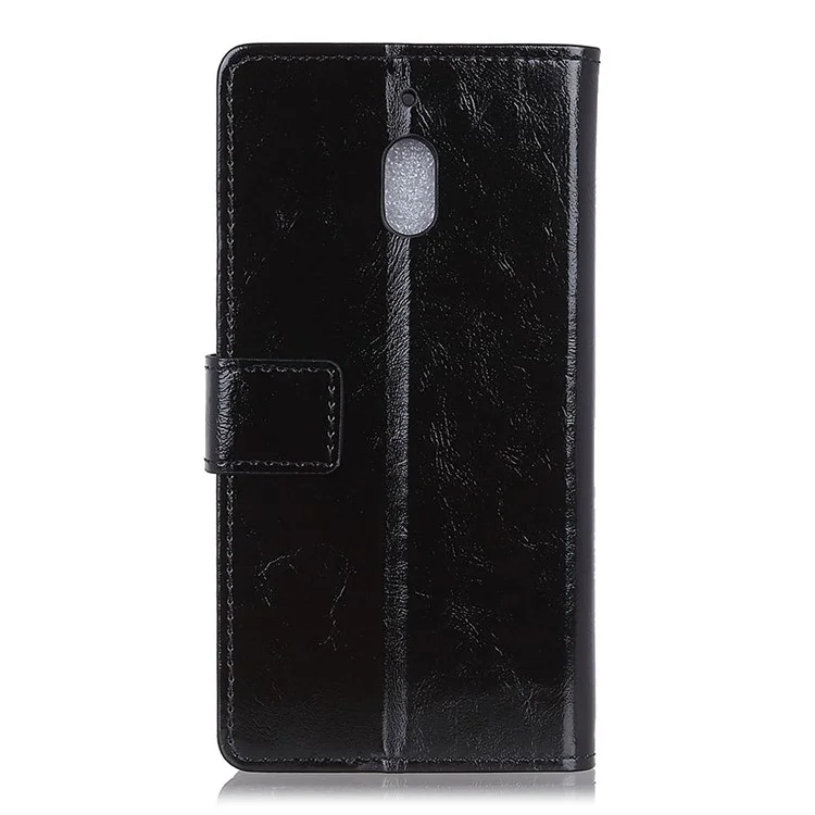 Crazy Horse Magnetic Stand Wallet Leather Mobile Phone Case for Nokia 2.1 - Black