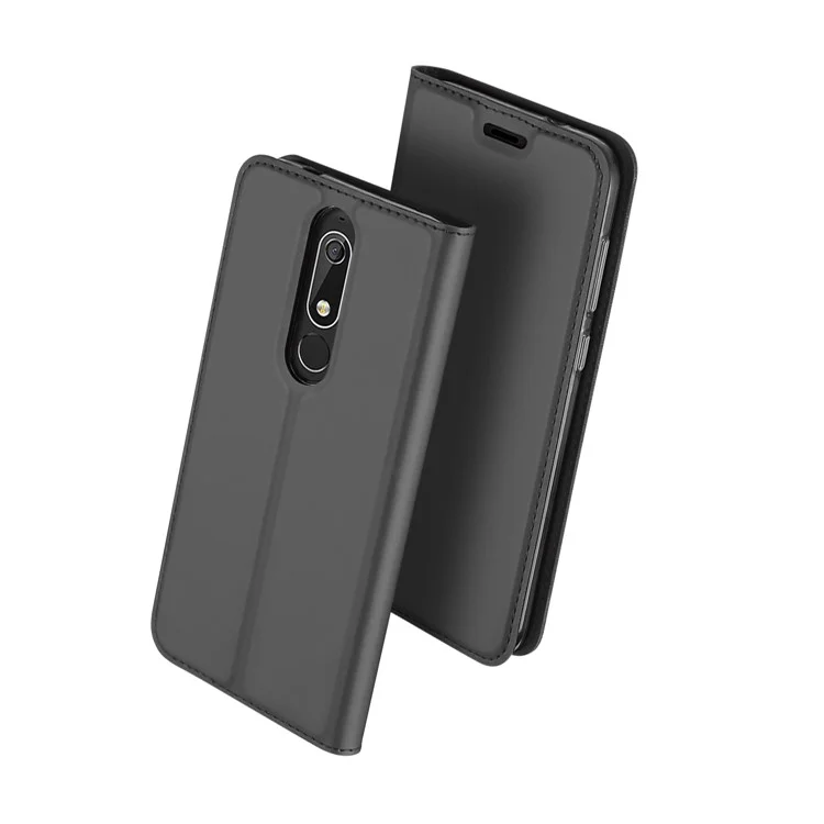 DUX DUCIS Skin Pro Series Leather Stand Card Holder Case for Nokia 5.1 - Dark Grey