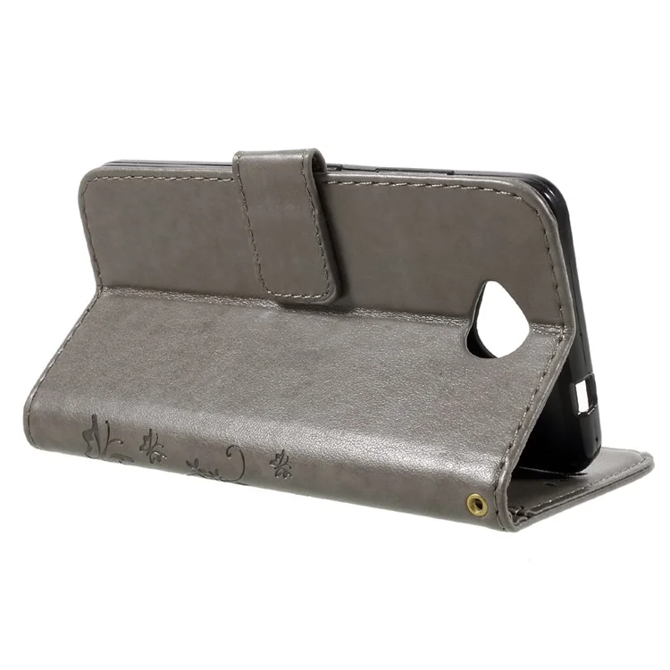 Imprinted Butterfly Flower Leather Wallet Cover for Microsoft Lumia 650 / Dual SIM - Grey