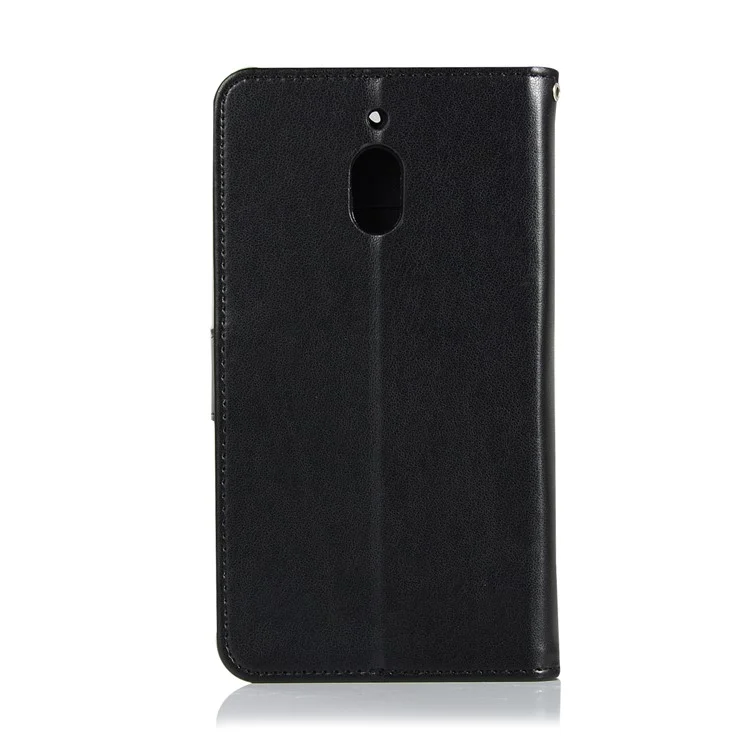 For Nokia 2.1 Imprint Owl Dream Catcher Wallet Stand Leather Case - Black