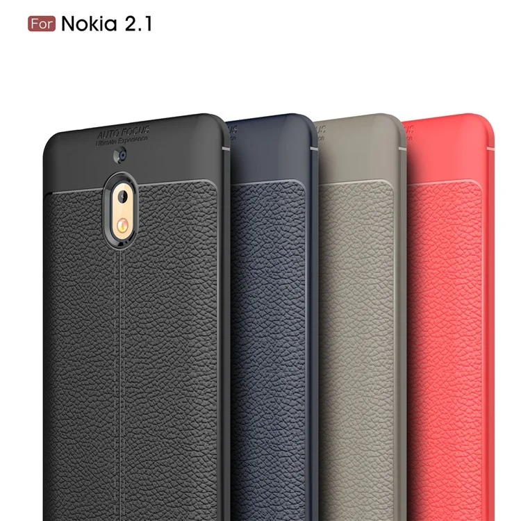 Litchi Skin TPU Protection Case for Nokia 2.1 - Black