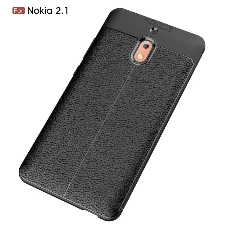 Litchi Skin TPU Protection Case for Nokia 2.1 - Black