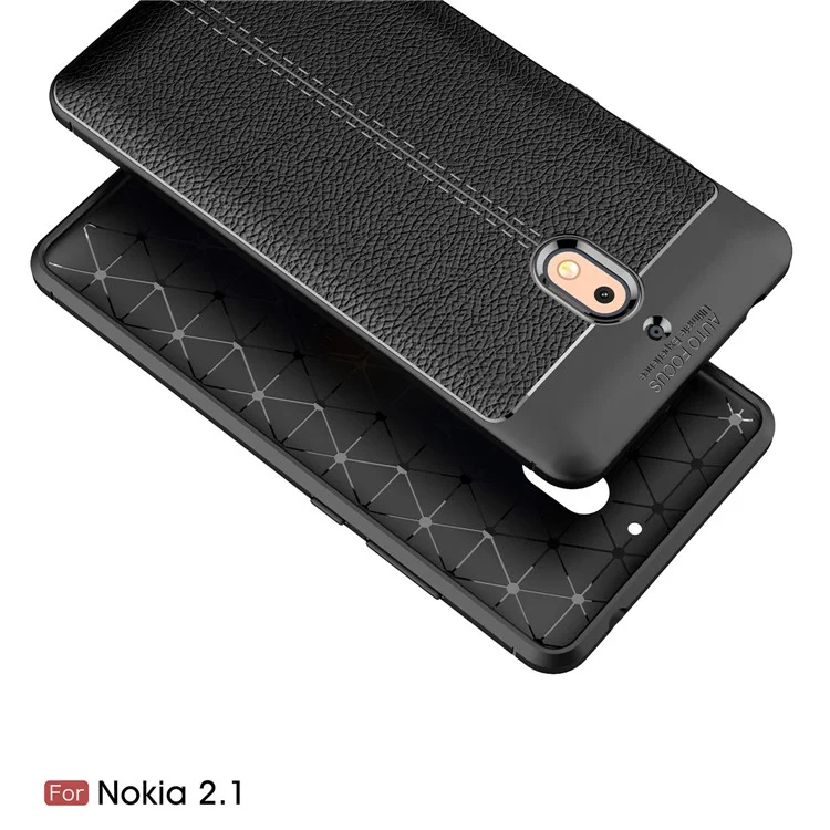 Litchi Skin TPU Protection Case for Nokia 2.1 - Black