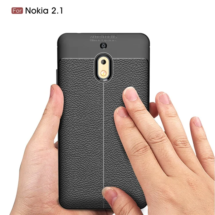 Litchi Skin TPU Protection Case for Nokia 2.1 - Black