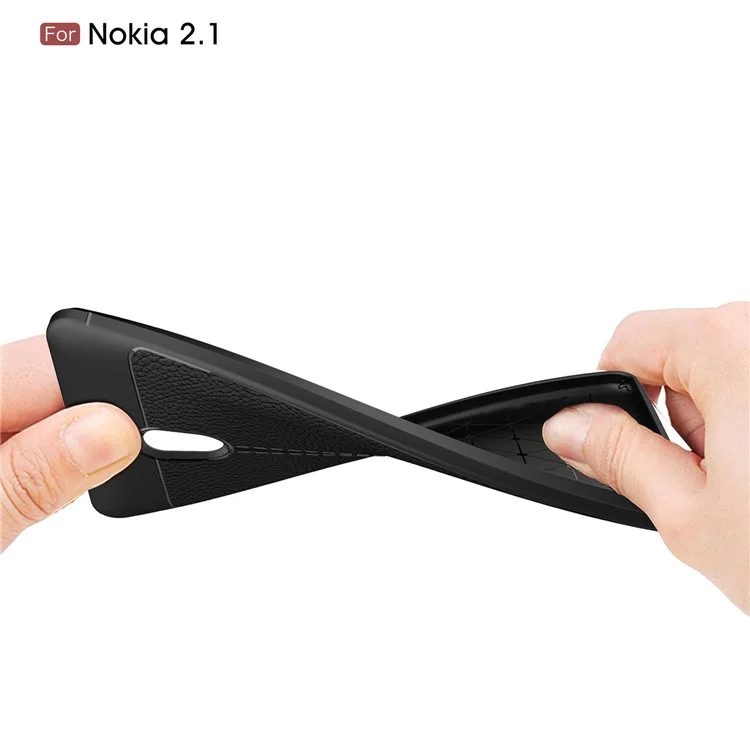 Litchi Skin TPU Protection Case for Nokia 2.1 - Black