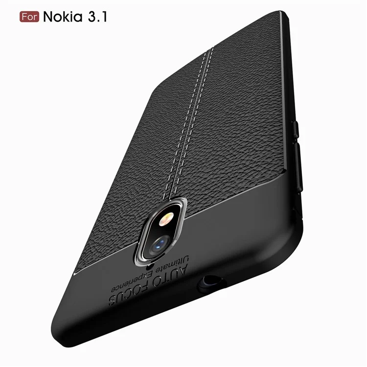 Litchi Texture TPU Back Case for Nokia 3.1 - Black