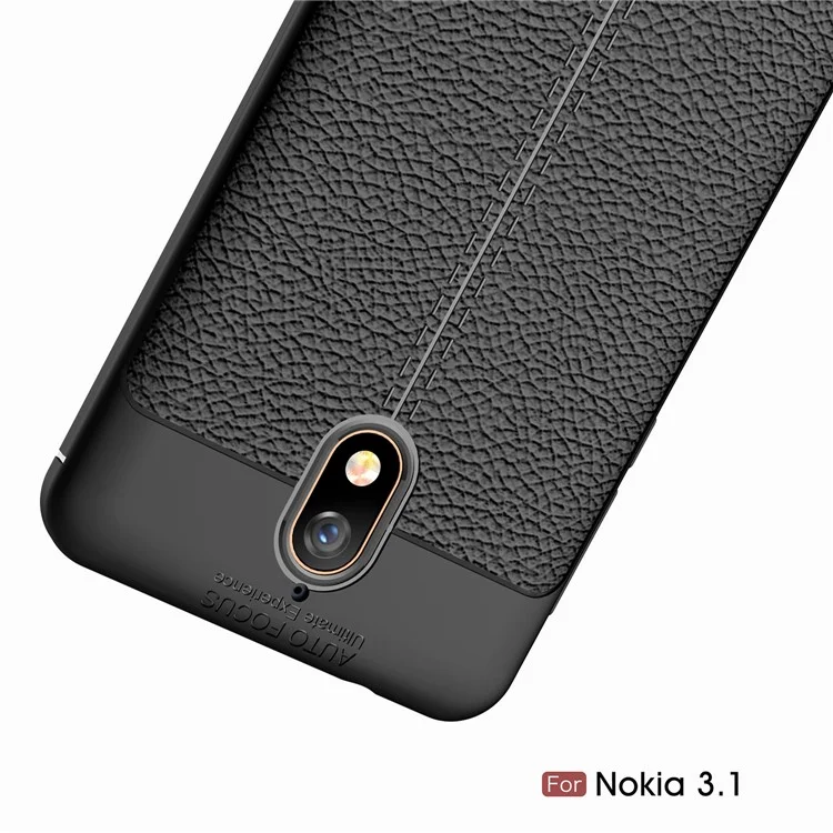 Litchi Texture TPU Back Case for Nokia 3.1 - Black