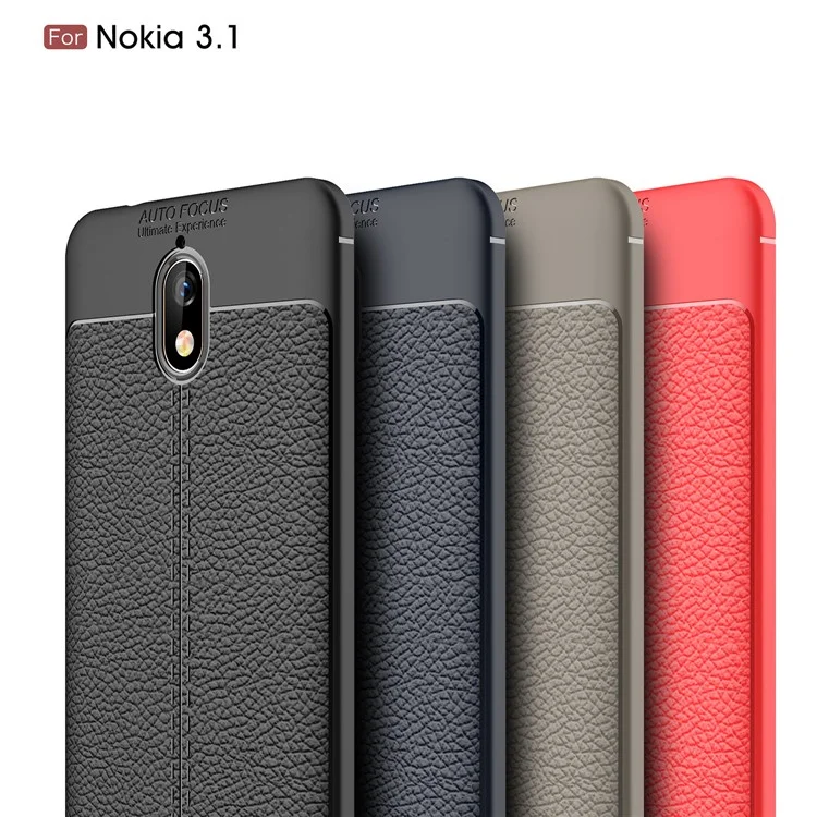 Litchi Texture TPU Back Case for Nokia 3.1 - Black