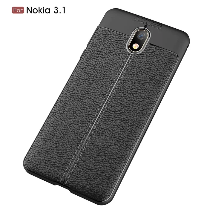 Litchi Texture TPU Back Case for Nokia 3.1 - Black