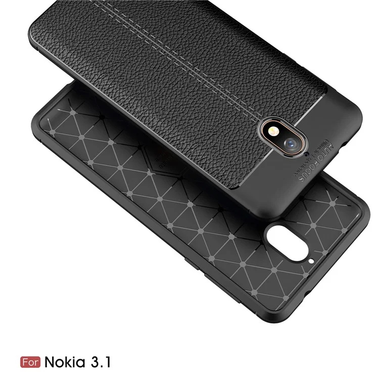 Litchi Texture TPU Back Case for Nokia 3.1 - Black