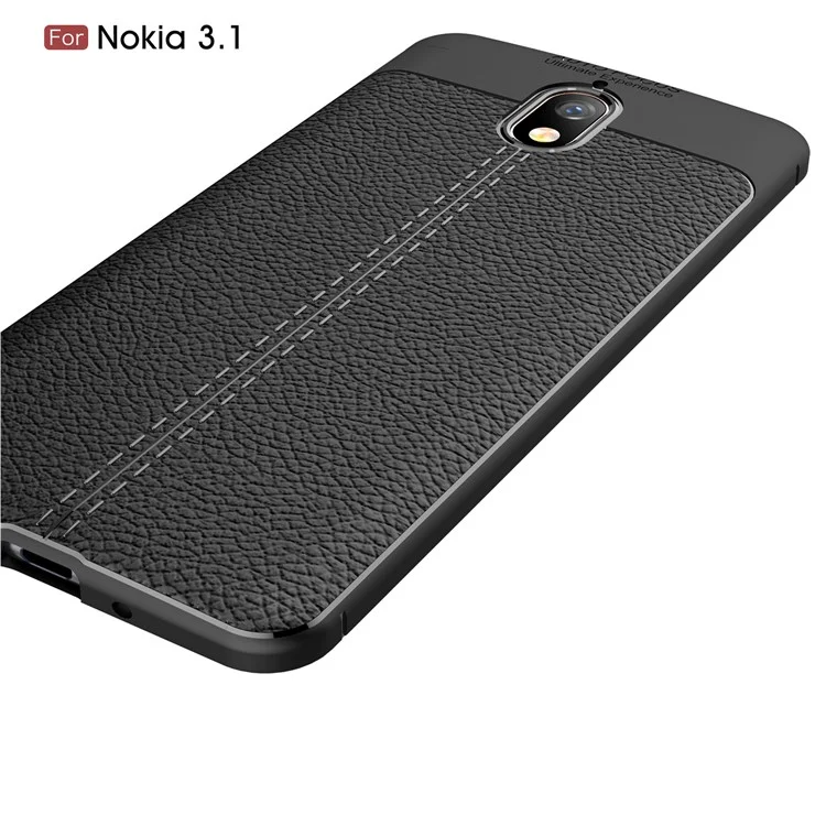 Litchi Texture TPU Back Case for Nokia 3.1 - Black