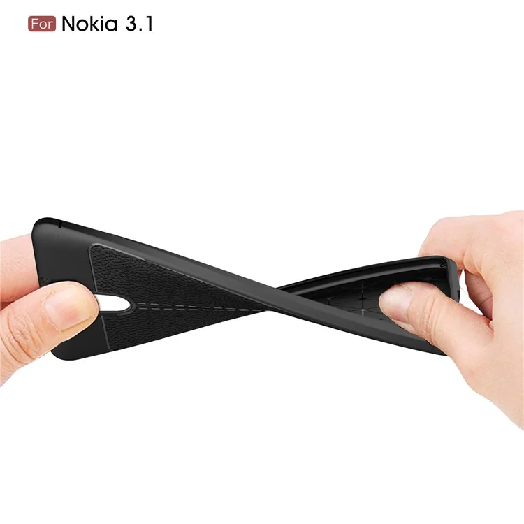Litchi Texture TPU Back Case for Nokia 3.1 - Black