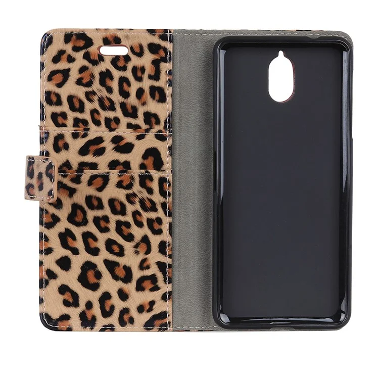 For Nokia 3.1 Leopard Pattern Wallet Stand Leather Mobile Phone Cover