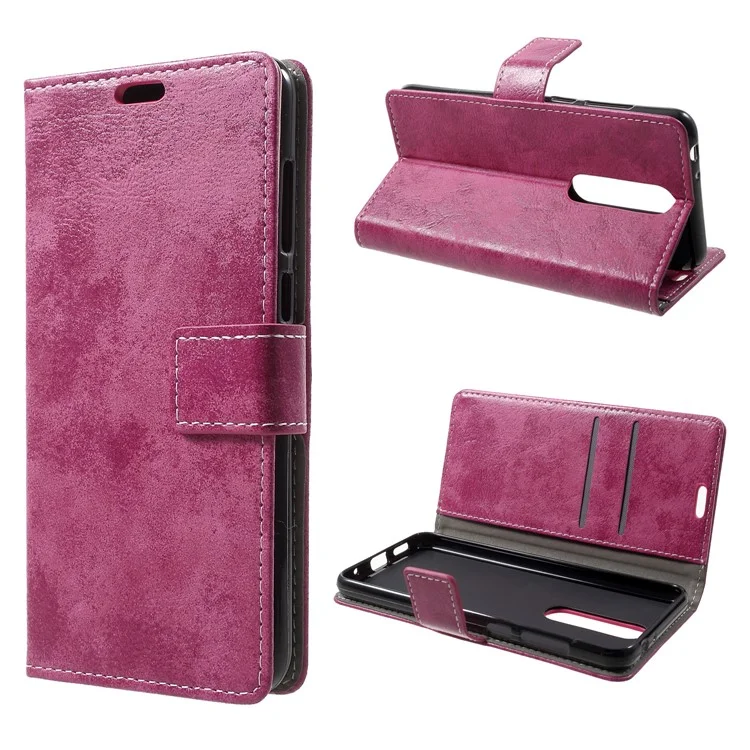 Vintage Style Wallet PU Leather Stand Cell Phone Case for Nokia 5.1 Plus / X5 - Rose