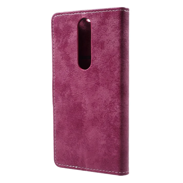 Vintage Style Wallet PU Leather Stand Cell Phone Case for Nokia 5.1 Plus / X5 - Rose