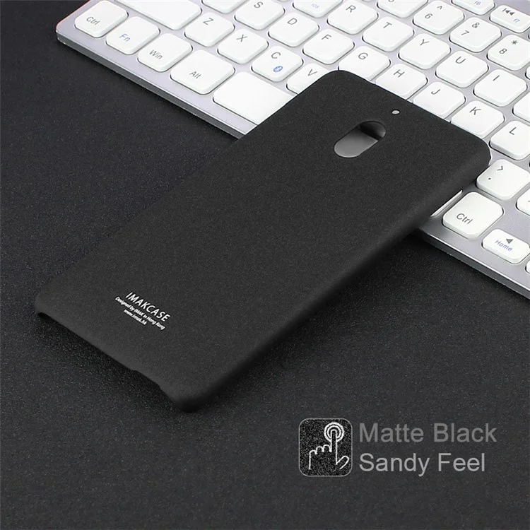 IMAK Ring Holder Kickstand Matte Hard PC Phone Case + Screen Protector for Nokia 2.1 - Black