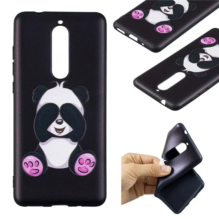 Embossment Patterned TPU Cover Case for Nokia 5.1 - Lovely Panda