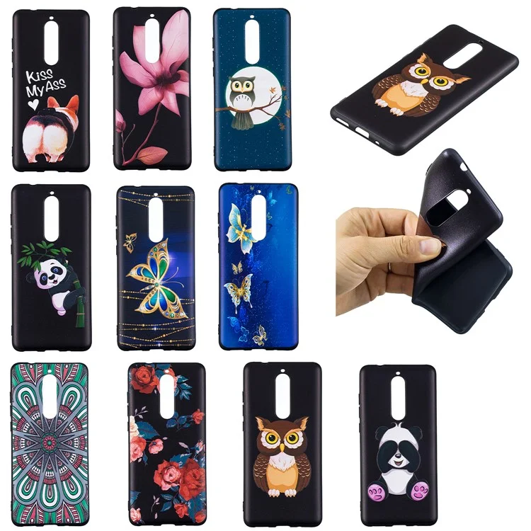 Embossment Patterned TPU Cover Case for Nokia 5.1 - Lovely Panda