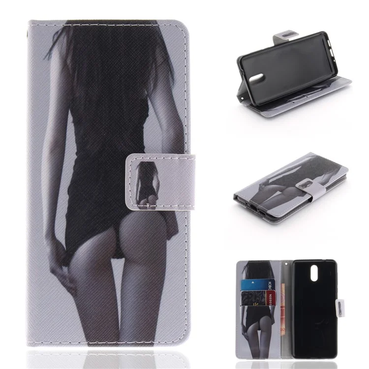 Pattern Printing Wallet Leather Stand Case for Nokia 3.1 - Beauty Pattern