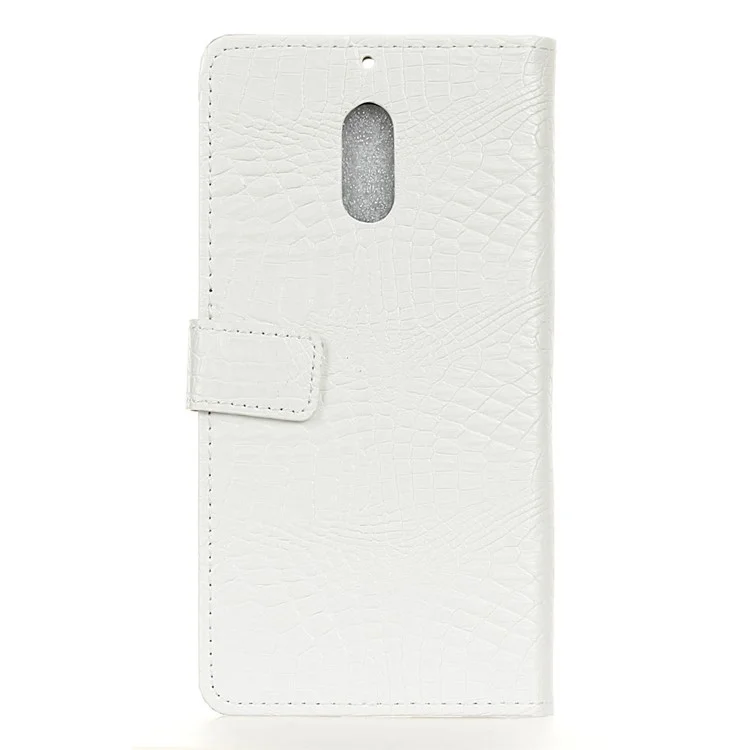 Crocodile Grain PU Leather Card Holder Mobile Phone Case for Nokia 5 - White