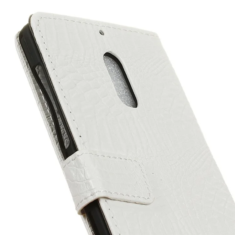 Crocodile Grain PU Leather Card Holder Mobile Phone Case for Nokia 5 - White