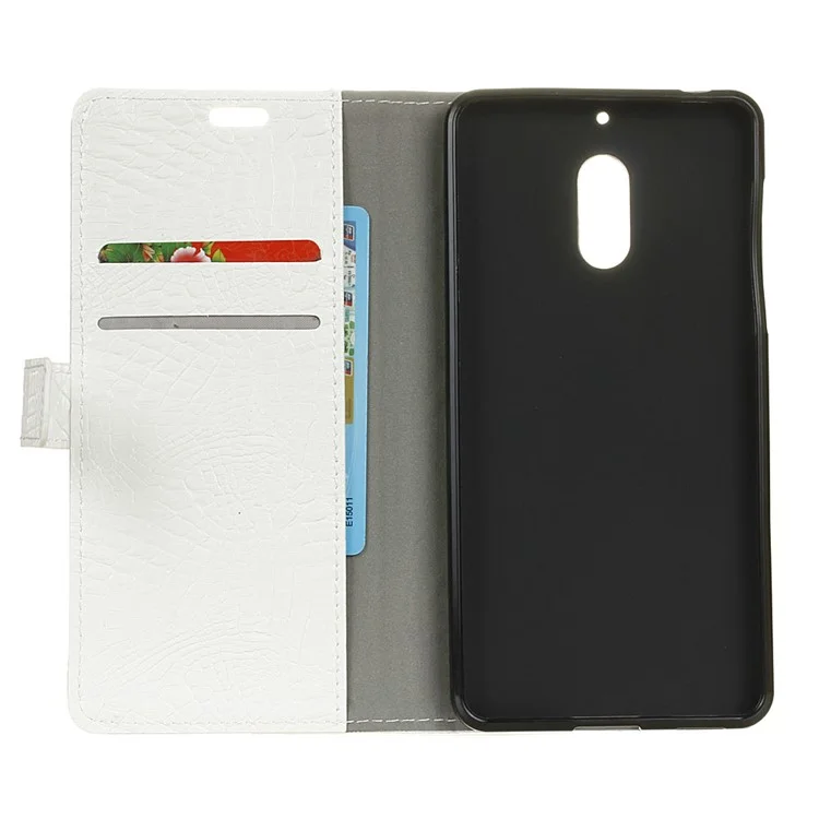 Crocodile Grain PU Leather Card Holder Mobile Phone Case for Nokia 5 - White