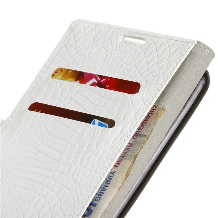Crocodile Grain PU Leather Card Holder Mobile Phone Case for Nokia 5 - White