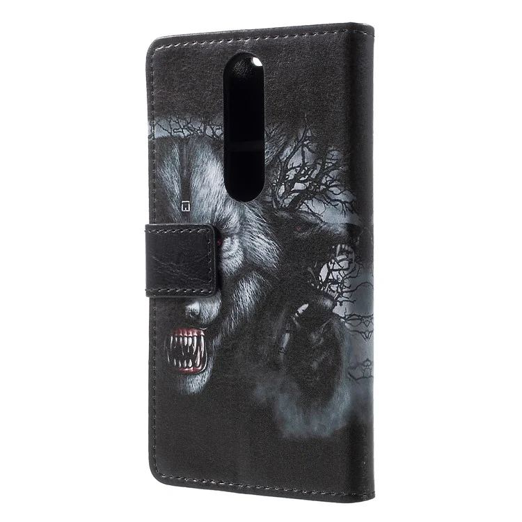 Pattern Printing Stand Leather Wallet Mobile Case for Nokia 5.1 Plus / X5 - Fierce Wolf