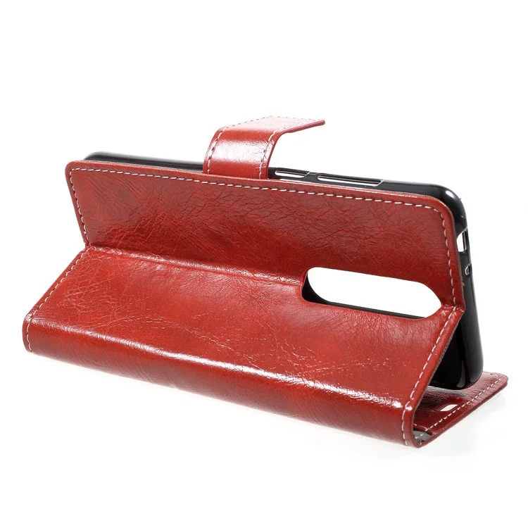 Vintage Crazy Horse Texture Wallet Leather Phone Case for Nokia 5.1 Plus / X5 - Red