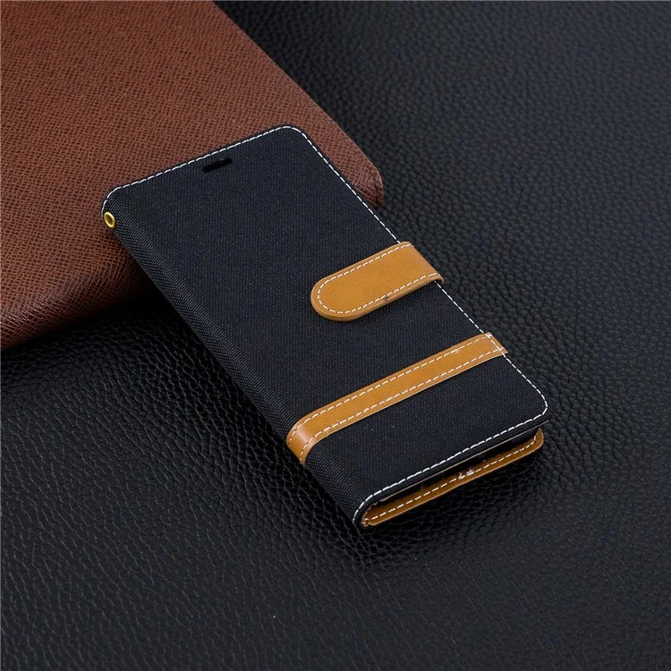 Assorted Color Jeans Cloth Wallet Stand Leather Case for Nokia 3.1 - Black