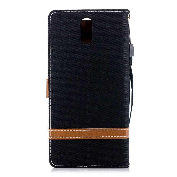 Assorted Color Jeans Cloth Wallet Stand Leather Case for Nokia 3.1 - Black