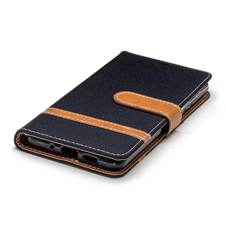 Assorted Color Jeans Cloth Wallet Stand Leather Case for Nokia 3.1 - Black