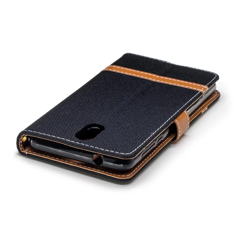 Assorted Color Jeans Cloth Wallet Stand Leather Case for Nokia 3.1 - Black