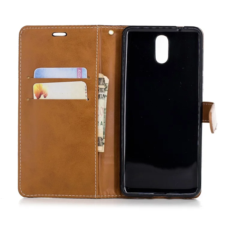 Assorted Color Jeans Cloth Wallet Stand Leather Case for Nokia 3.1 - Black
