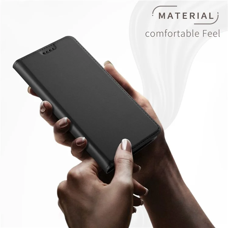 Auto-absorbed Leather Card Holder Case with Stand for Nokia 5.1 - Black