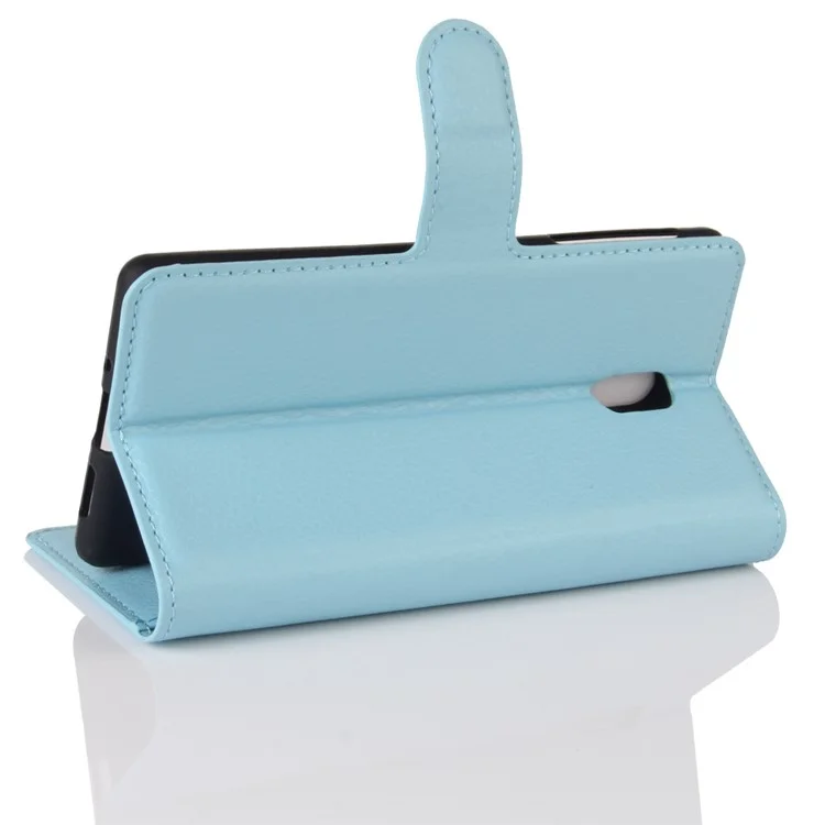 Lychee Skin Stand Leather Wallet Case for Nokia 3 - Baby Blue