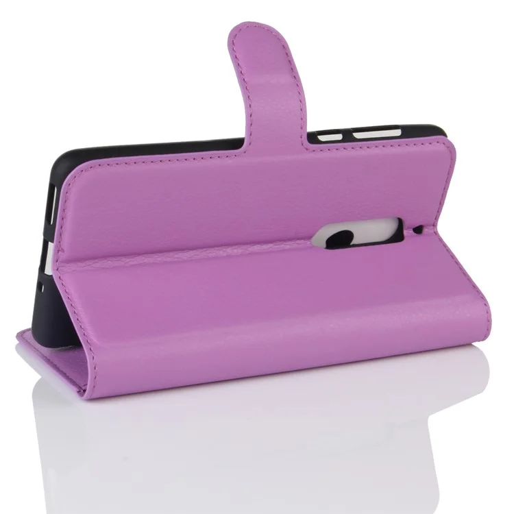 Litchi Skin Leather Stand Case with Card Slots for Nokia 5 Wallet Design Phone Accessory - Purple