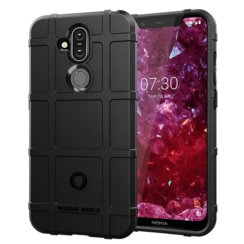 Anti-shock  Square Grid Texture TPU Shell for Nokia 8.1 / X7 (China) - Black