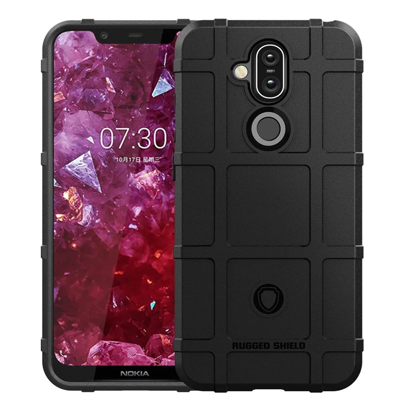 Anti-shock  Square Grid Texture TPU Shell for Nokia 8.1 / X7 (China) - Black