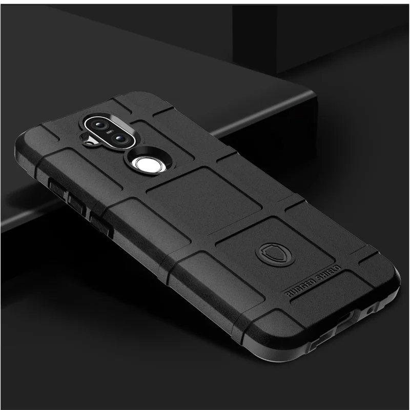 Anti-shock  Square Grid Texture TPU Shell for Nokia 8.1 / X7 (China) - Black