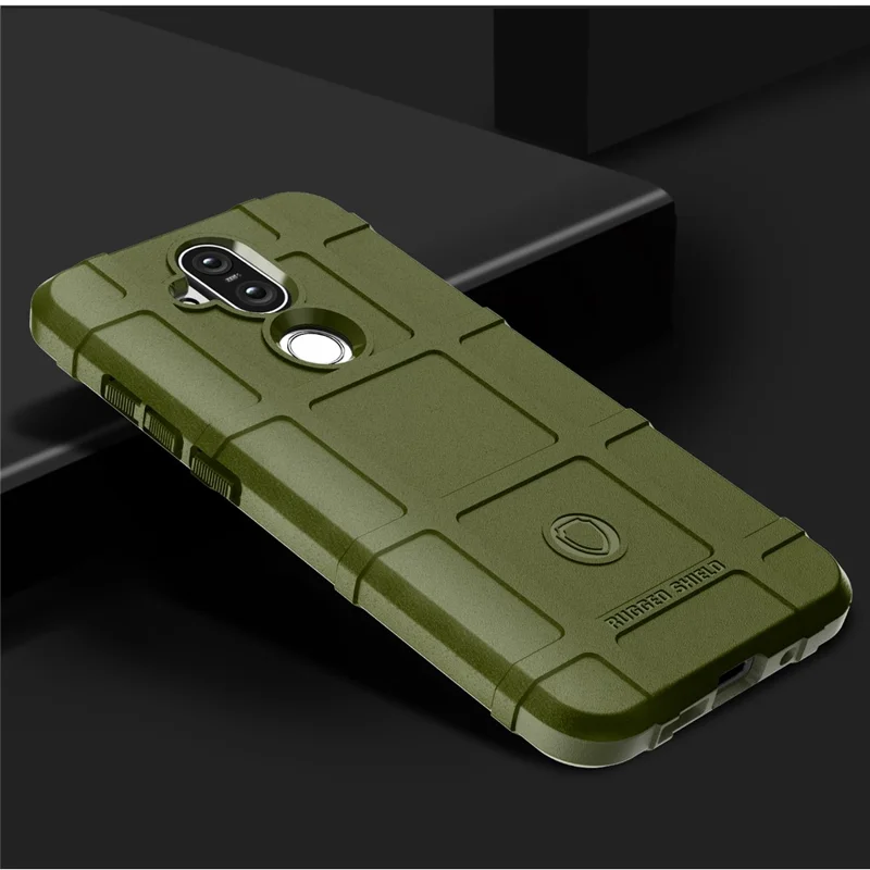 Anti-shock  Square Grid Texture TPU Cover for Nokia 8.1 / X7 (China) - Army Green