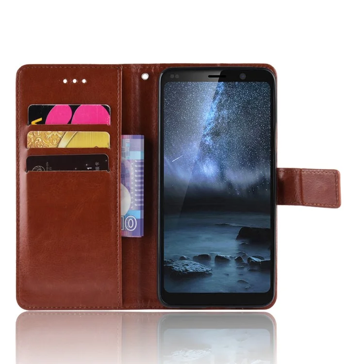 Crazy Horse Wallet Stand Leather Cellphone Casing for Nokia 9 PureView - Brown