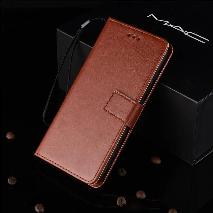 Crazy Horse Wallet Stand Кожаный Кожух Для Мобильного Телефона Для Nokia 9 PureView - Коричневый