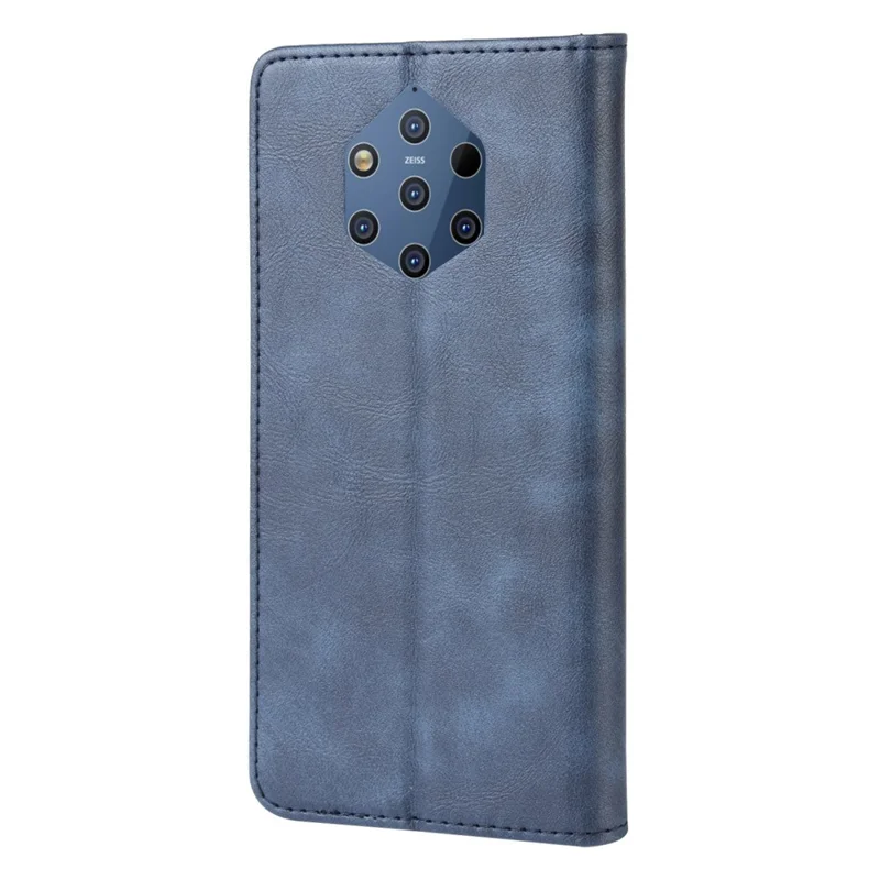 Vintage Style PU Leather Wallet Phone Case for Nokia 9 PureView - Blue