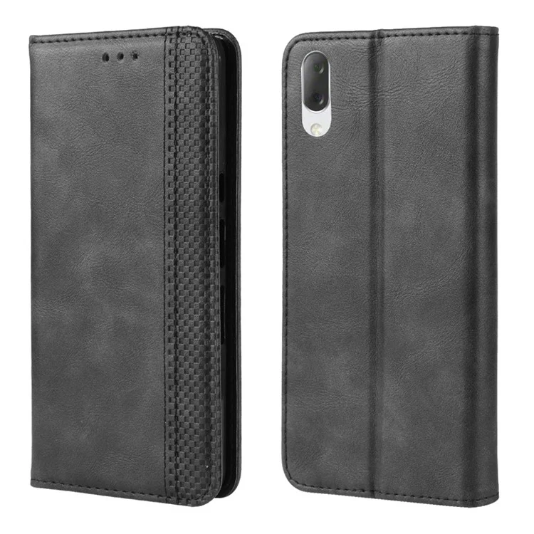 Vintage Style PU Leather Wallet Phone Case for Sony Xperia L3 - Black