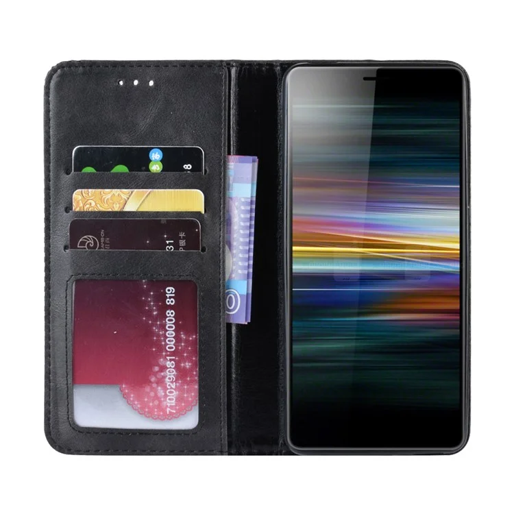 Vintage Style PU Leather Wallet Phone Case for Sony Xperia L3 - Black