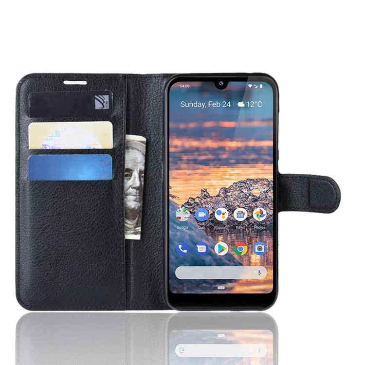 Litchi Skin PU Cuero de Cuero Funda de Cobertura de Teléfono Móvil Para Nokia 4.2 - Negro